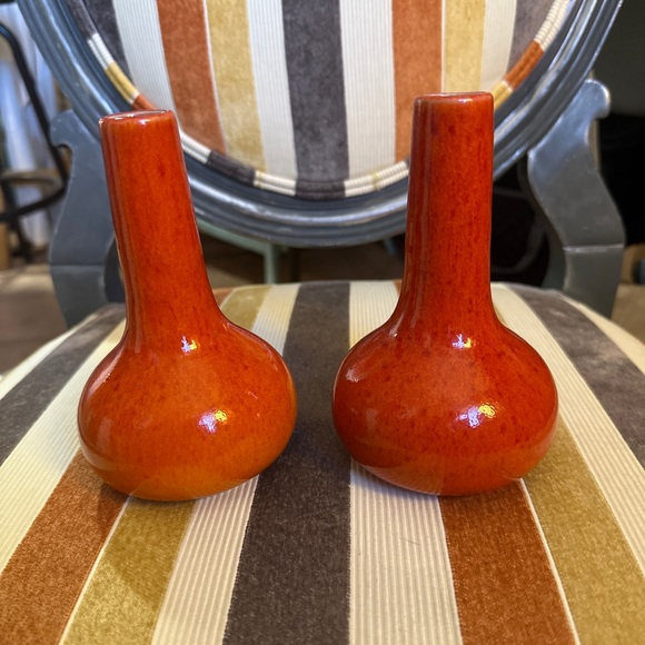 Jars Ceramistes France Pair of Small Orange Vases - Picture 10 of 10
